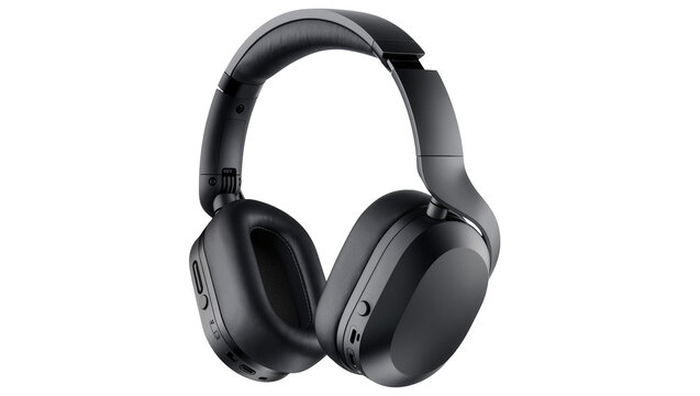 Isolated modern wireless black over-ear headphones for immersive audio experience