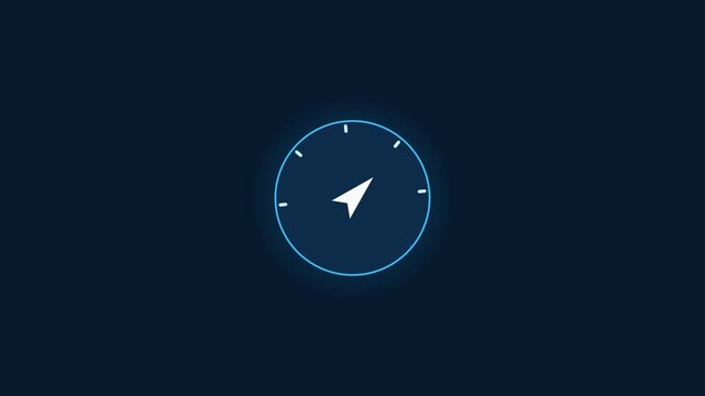 Animated Digital Compass HUD Icon on Dark Background