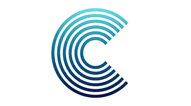 Blue concentric line letter C logo icon.