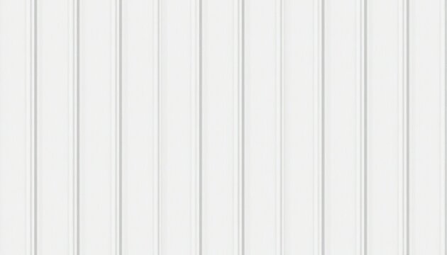 A clean white wall featuring vertical wooden paneling with thin grooves creating a linear appearance