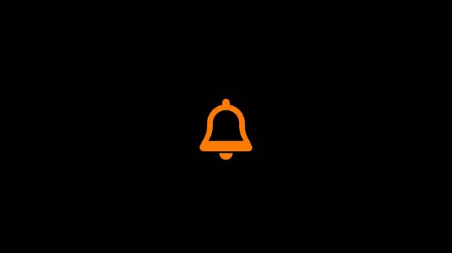 Minimalist Animated Orange Notification Bell Shaking on Black