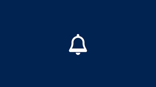 White notification bell ringing animation on blue background