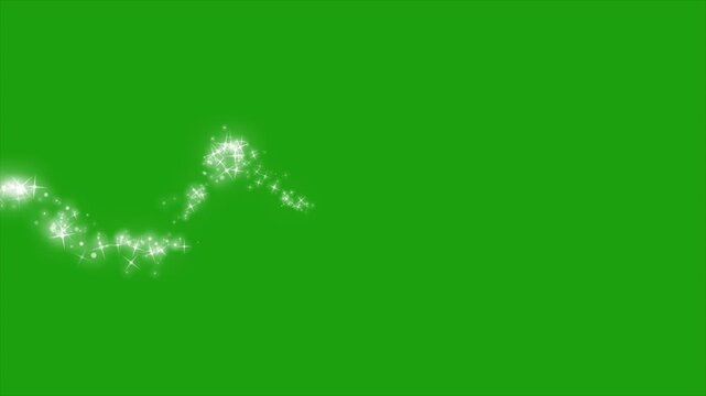 Magic Sparkle Trail on Green Screen, Glitter Light Swirl Animation, Chroma Key Fairy Dust Effect