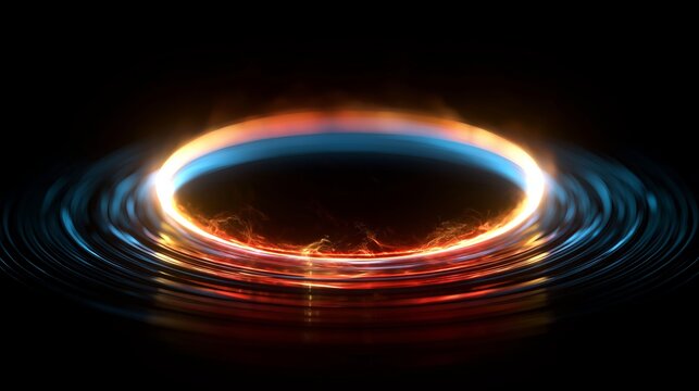 Abstract glowing vortex of energy, a mesmerizing cosmic portal with swirling blue and orange light, futuristic and dynamic