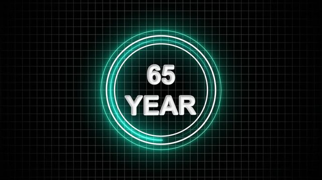 65 Year Anniversary Celebration Graphic with Futuristic Golden Number on Black Background