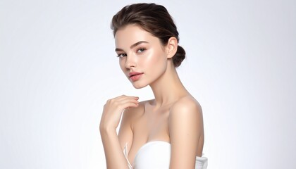 Fototapeta premium Serene Beauty Portrait Woman Soft Natural Radiance