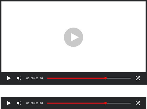 Video player interface with play button and progress bar isolated on white background for multimedia applications and web design