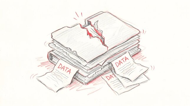 Conceptual Illustration of Broken Document Folders Representing a Critical Data Security Breach