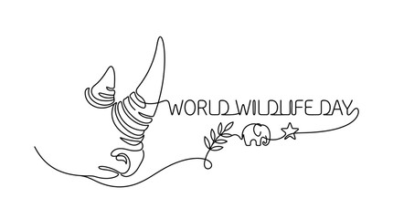 World Wildlife Day rhino horn line art. © jarum