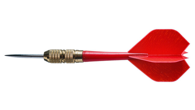 Isolated red and golden dart for pub games and aiming at a target with precision