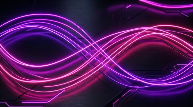 Vibrant neon waves flowing abstract digital art background