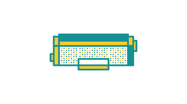 Retro Dot Matrix Printer Icon, Vector Illustration