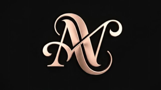 Copper script monogram letters A and N.