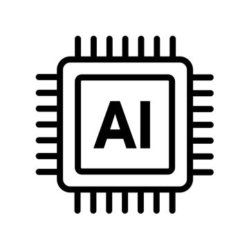 Ai chip line vector icon