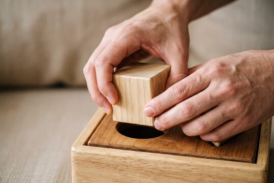 Struggling Hands Forcing Square Peg into Round Hole - Visualizing Cognitive Bias Challenges
