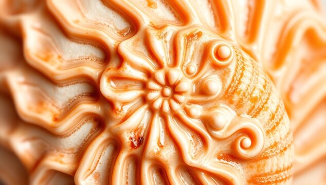 Close up of nautilus shell pattern showing intricate swirls