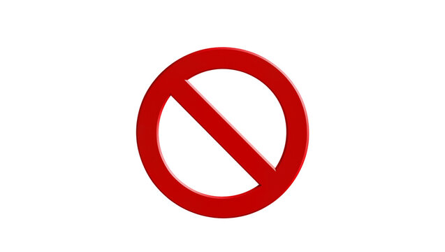 Isolated red forbidden sign representing stop, deny, restricted, and cancel concepts.