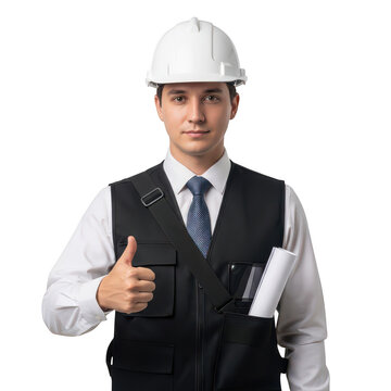 Confident construction worker giving a thumbs up