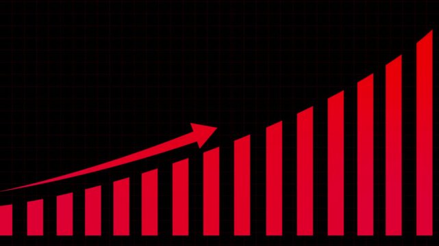 Motion animated footage. Statistics bars columns growth, arrow up. Finance, Bar graph going up, Profit concept, positive increase chart. business graph animation
