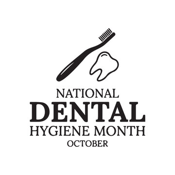 National Dental Hygiene Month October Toothbrush Vector Design.