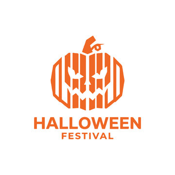 Spooky Orange Halloween Pumpkin Jack O Lantern Face Vector Design.