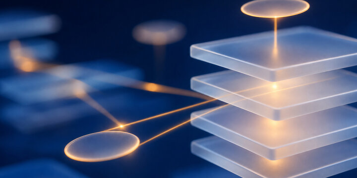 Floating Blank Identity Access Management Cards in Navy Amber Light