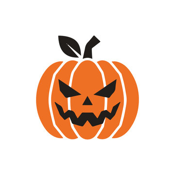 Spooky Orange Halloween Pumpkin Jack O Lantern Face Vector Design.