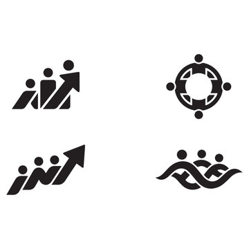 Teamwork Business Growth People Icon Set Vector Design Illustration.