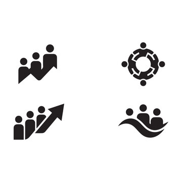 Teamwork Business Growth People Icon Set Vector Design Illustration.