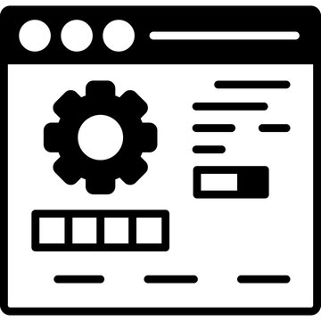 Compiler Glyph Icon, Source Code Compilation and Programming Symbol