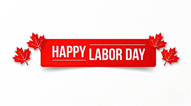 Happy labor day banner with maple leaves festive holiday greeting
