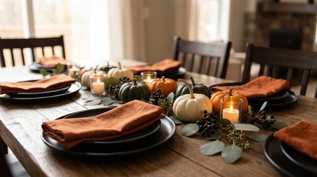 Black Plate Halloween Tablescape, Realistic Halloween Stock Photography