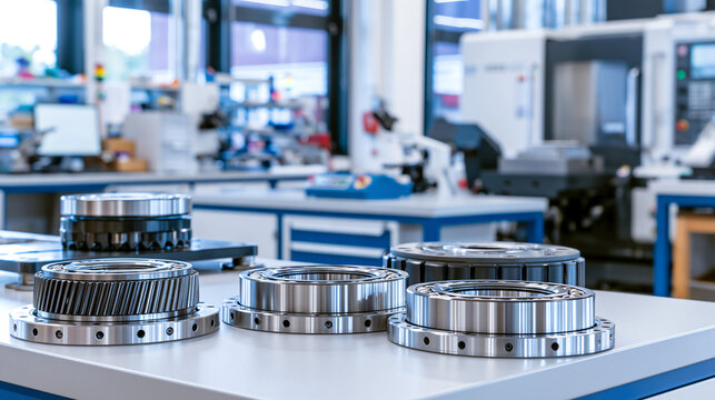 Precision Steel Bearings and Helical Gear in Machine Shop