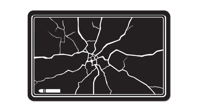 Cracked tablet screen broken glass display graphic.