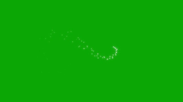 Sparkling glitter star trail, white glowing border animation, luxury festive frame, christmas celebration lights, green background, holiday design element, seamless premium 4k loop