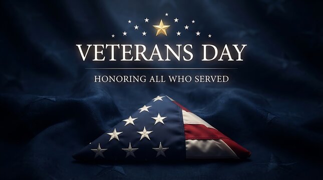 Veterans day tribute folded american flag with stars and stripes