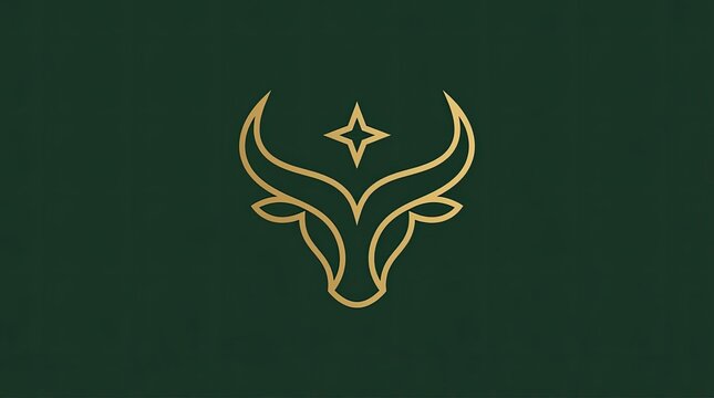 Golden bull head outline with star symbol