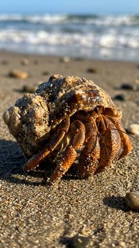 Hermit crab on the sandy beach