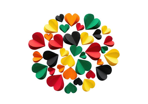 Colorful hearts in a circle.