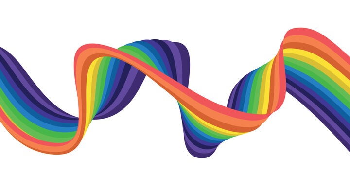 colorful on white abstract perspective line wave stripes with 3d dimensional effect isolated on white. vector