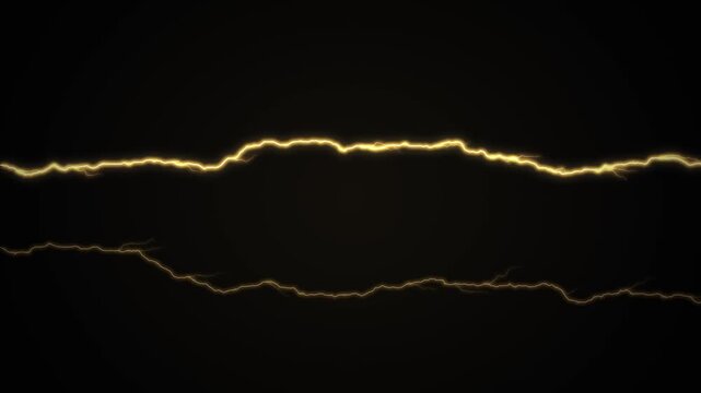 黒に金色の稲妻が走る高級な電気エネルギーの抽象背景