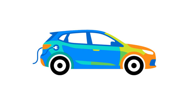 Colorful Electric Vehicle Charging - Sustainable Transportation Concept