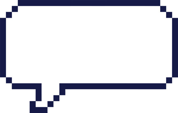 Pixel art speech bubble vector, retro 8-bit chat box icon, minimalist digital communication bubble for gaming and web design
