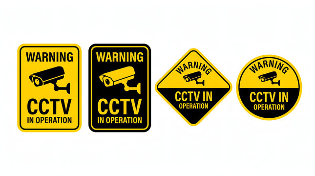 CCTV Warning Sign Collection Security Camera Alert Badges