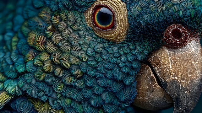 Colorful tropical parrot portrait showcasing vibrant feather textures Images