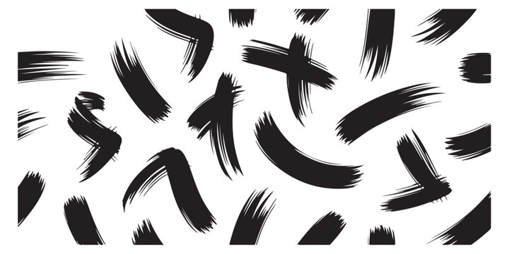 Abstract background with artistic black brush strokes and crosses creating dynamic textured pattern for creative design purposes.