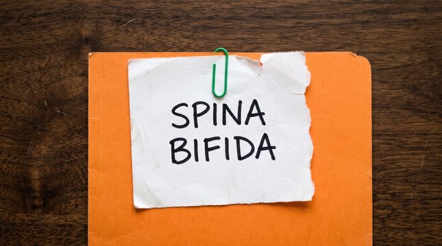Spina bifida awareness medical file with handwritten diagnosis note
