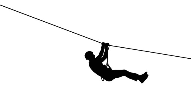 Man ziplining in the air.
