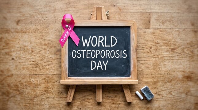 Awareness ribbon and calendar date for world osteoporosis day