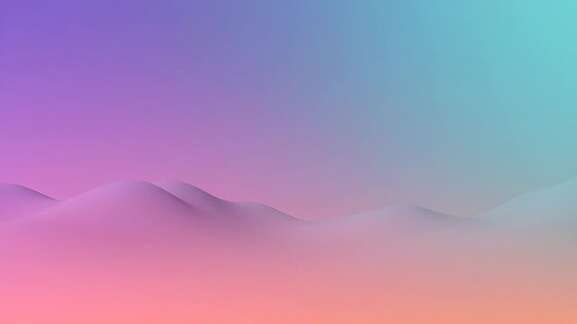Serene minimalist sand dunes extending horizontally across the frame, creating depth, vastness, and tranquility, soft pastel colors transitioning from deep purple to gentle pink and orange, dreamy